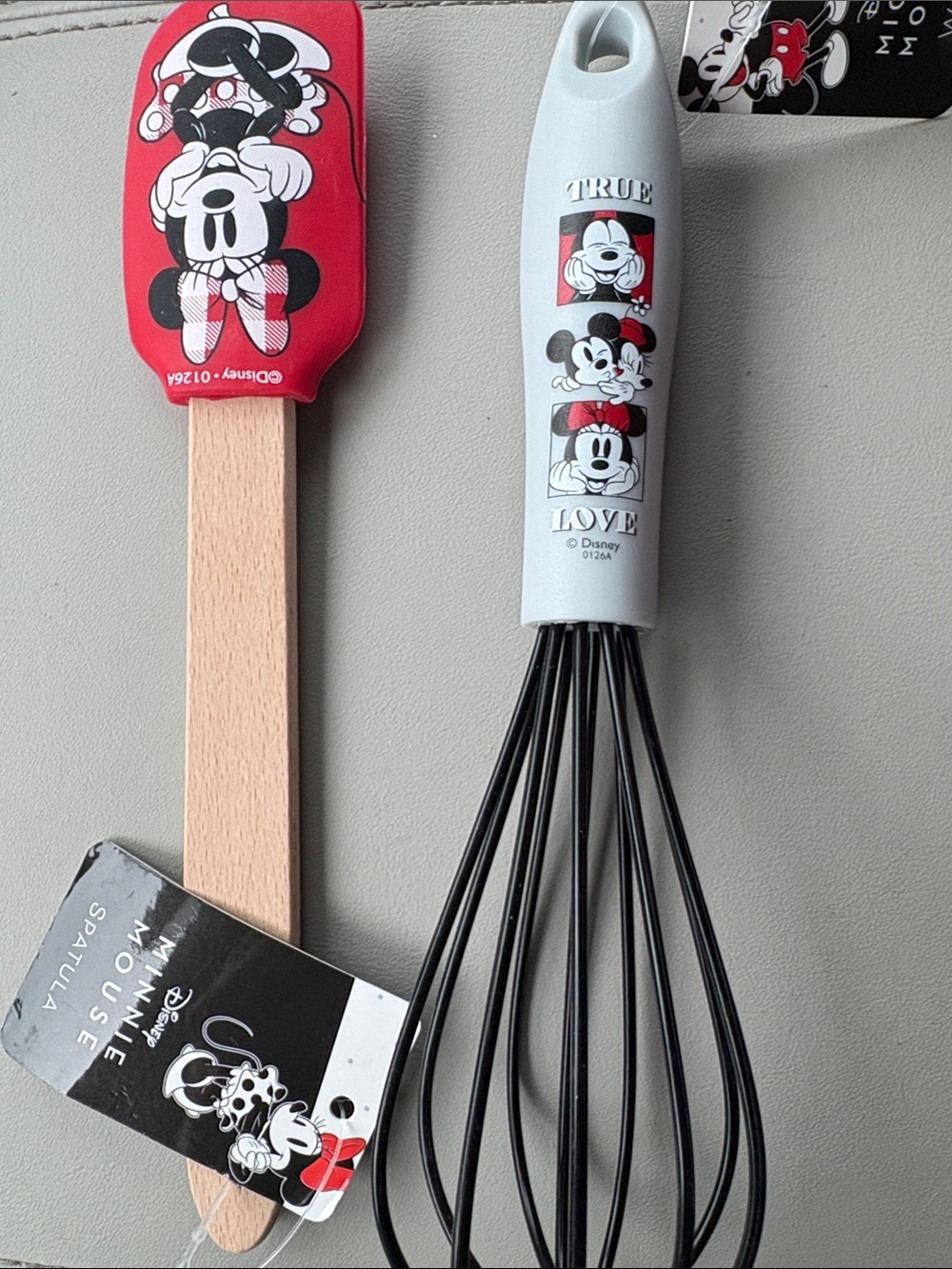 Disney Red & White Mickey Mouse Spatula and Gray-Handled Whisk Set